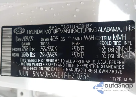 2023 Hyundai Tucson Sel from USA, damaged, VIN 5NMJF3AE4PH210738